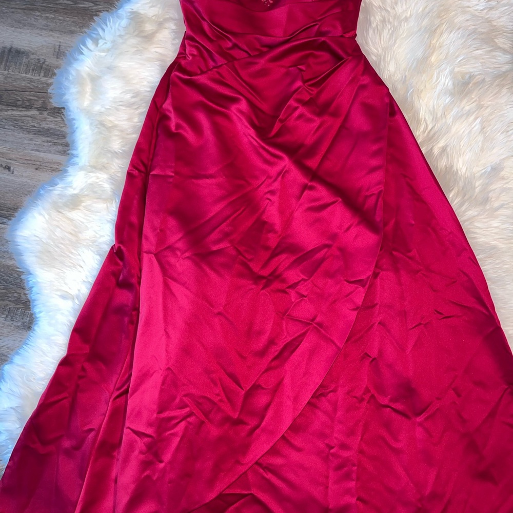 David's Bridal One Shoulder Red Dress - Picture 6 of 8